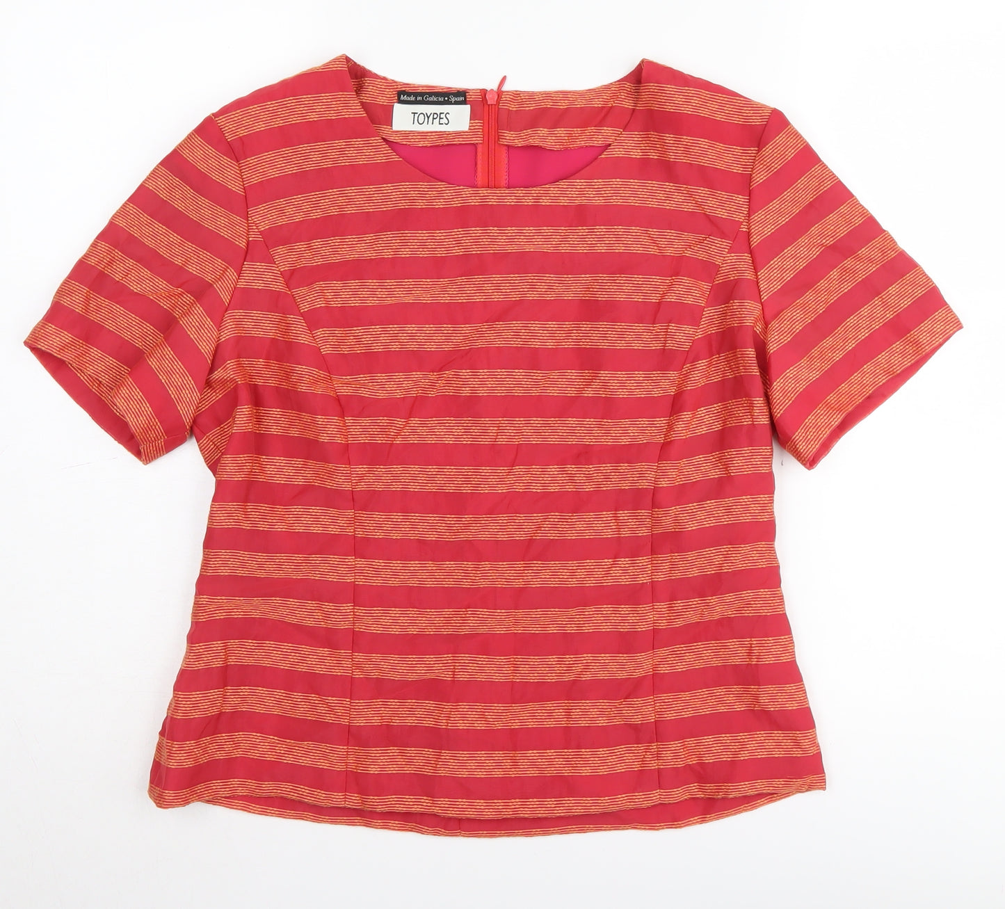 Toypes Women's Red Striped Jersey Short Sleeve Top