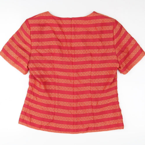 Toypes Women's Red Striped Jersey Short Sleeve Top