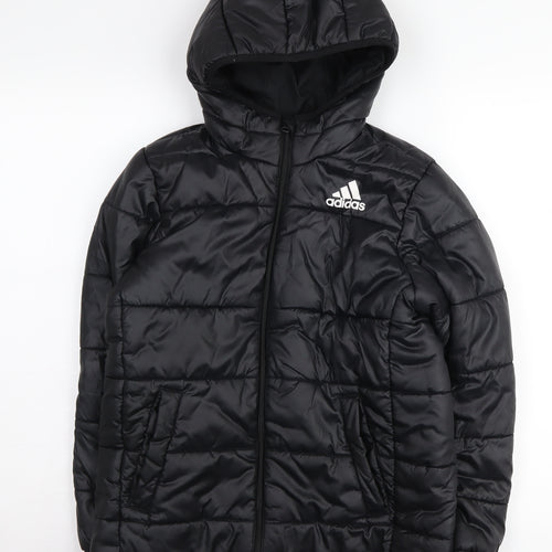 Adidas Boys Black Hooded Puffer Jacket 11-12 Years
