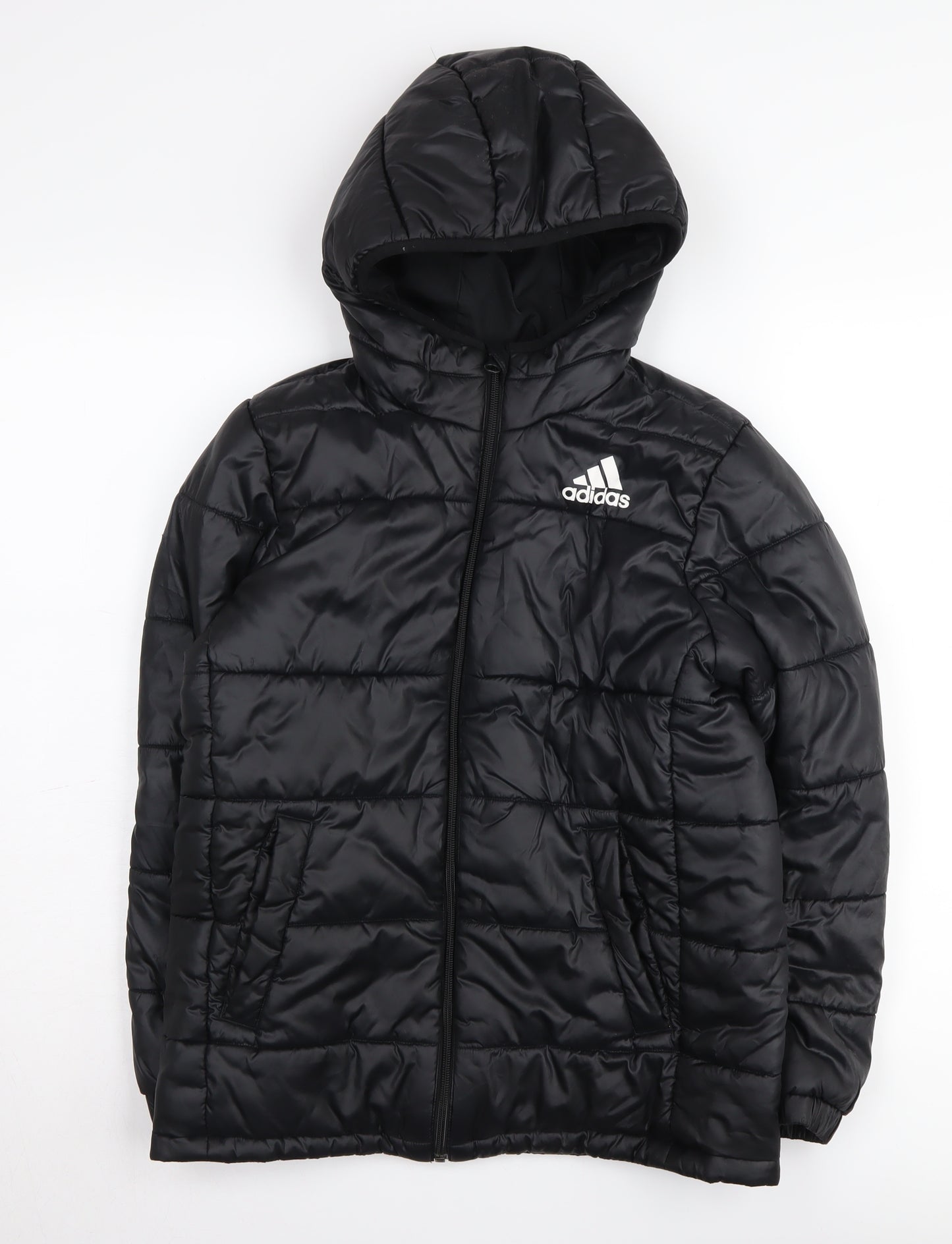 Adidas Boys Black Hooded Puffer Jacket 11-12 Years