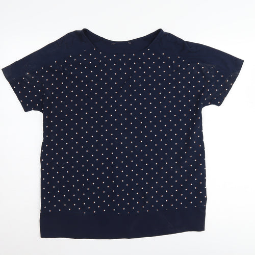 Marks and Spencer Women's Blue Polka Dot Jersey T-Shirt