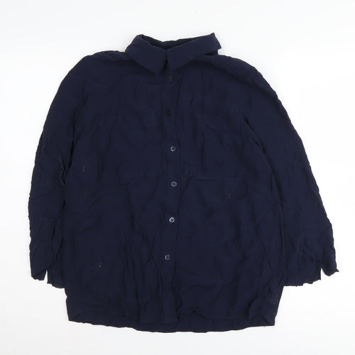 Marks and Spencer Women's Blue Button-Up Shirt 12
