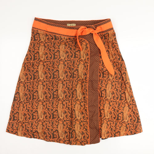 Olly & Co Women's Orange Brown Paisley A-Line Skirt