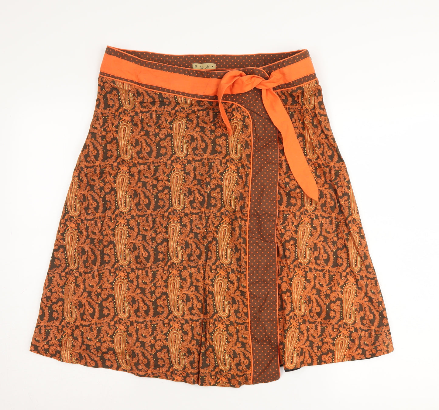 Olly & Co Women's Orange Brown Paisley A-Line Skirt