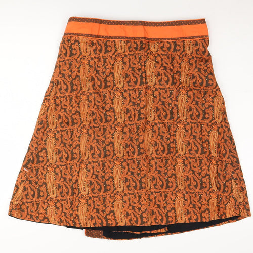 Olly & Co Women's Orange Brown Paisley A-Line Skirt