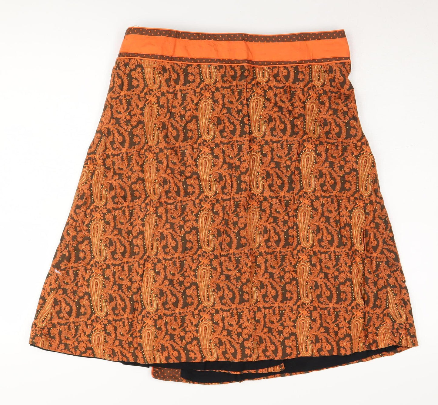 Olly & Co Women's Orange Brown Paisley A-Line Skirt