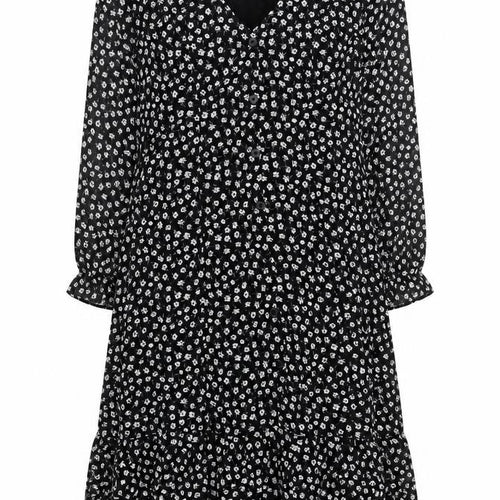H&M Women's Black Floral Midi A-Line Dress Size 10