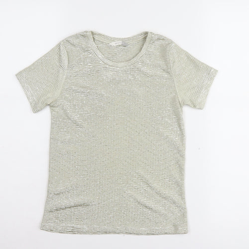 John Lewis Girls Silver T-Shirt, 8 Years, Short Sleeve
