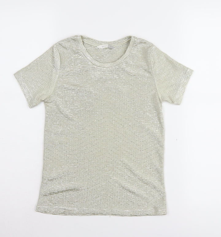 John Lewis Girls Silver T-Shirt, 8 Years, Short Sleeve