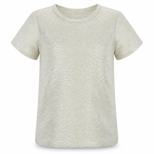 John Lewis Girls Silver T-Shirt, 8 Years, Short Sleeve