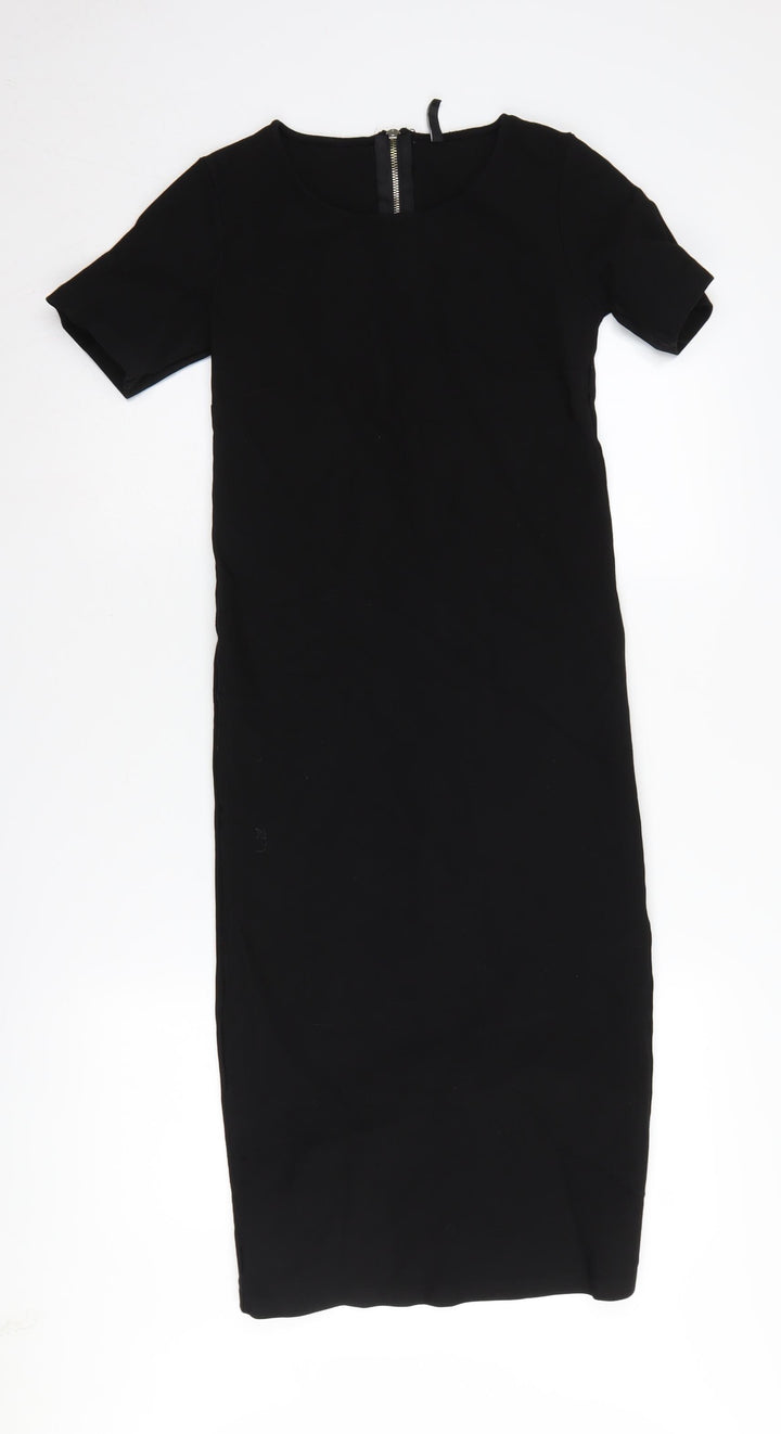 Stradivarius Women's Black Midi Sheath Dress Size L