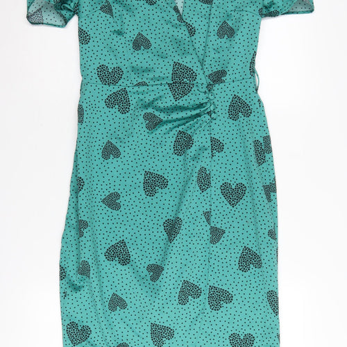 River Island Women's Green Midi Wrap Dress Size 8