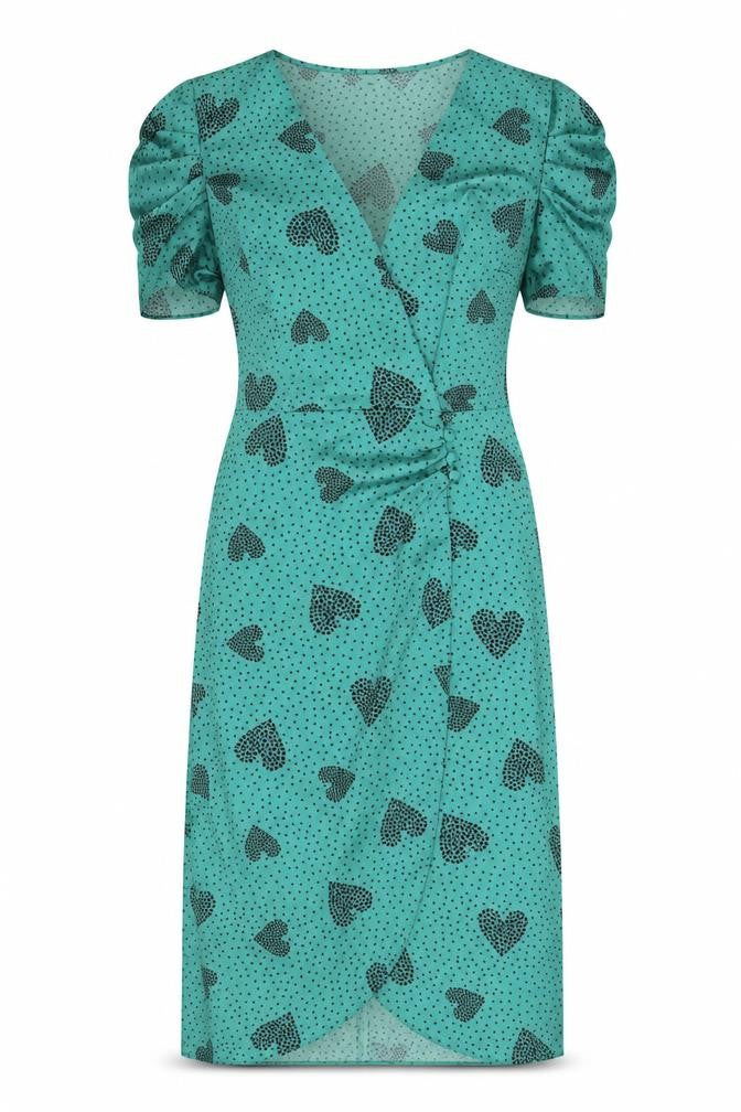 Front view of River Island Women's Green Midi Wrap Dress, size 8
