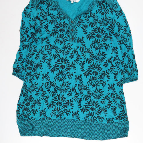 Debenhams Women's Blue Floral Tunic Blouse Size 20