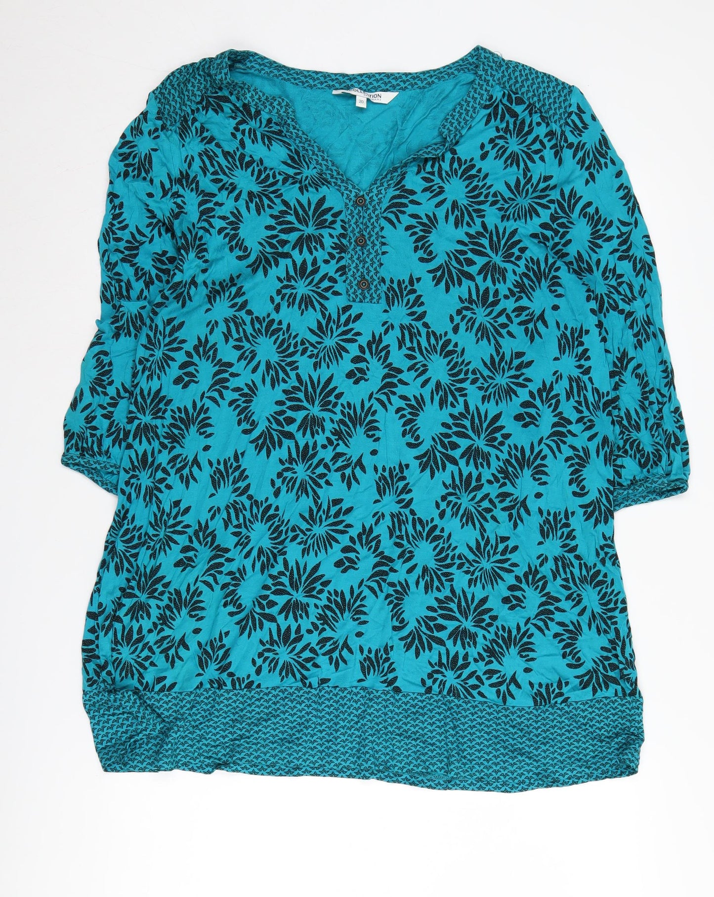 Debenhams Women's Blue Floral Tunic Blouse Size 20