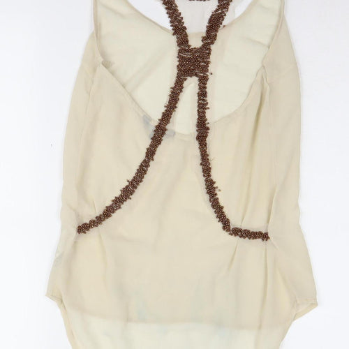 Marks and Spencer Women's Beige Beaded Camisole - Size 6