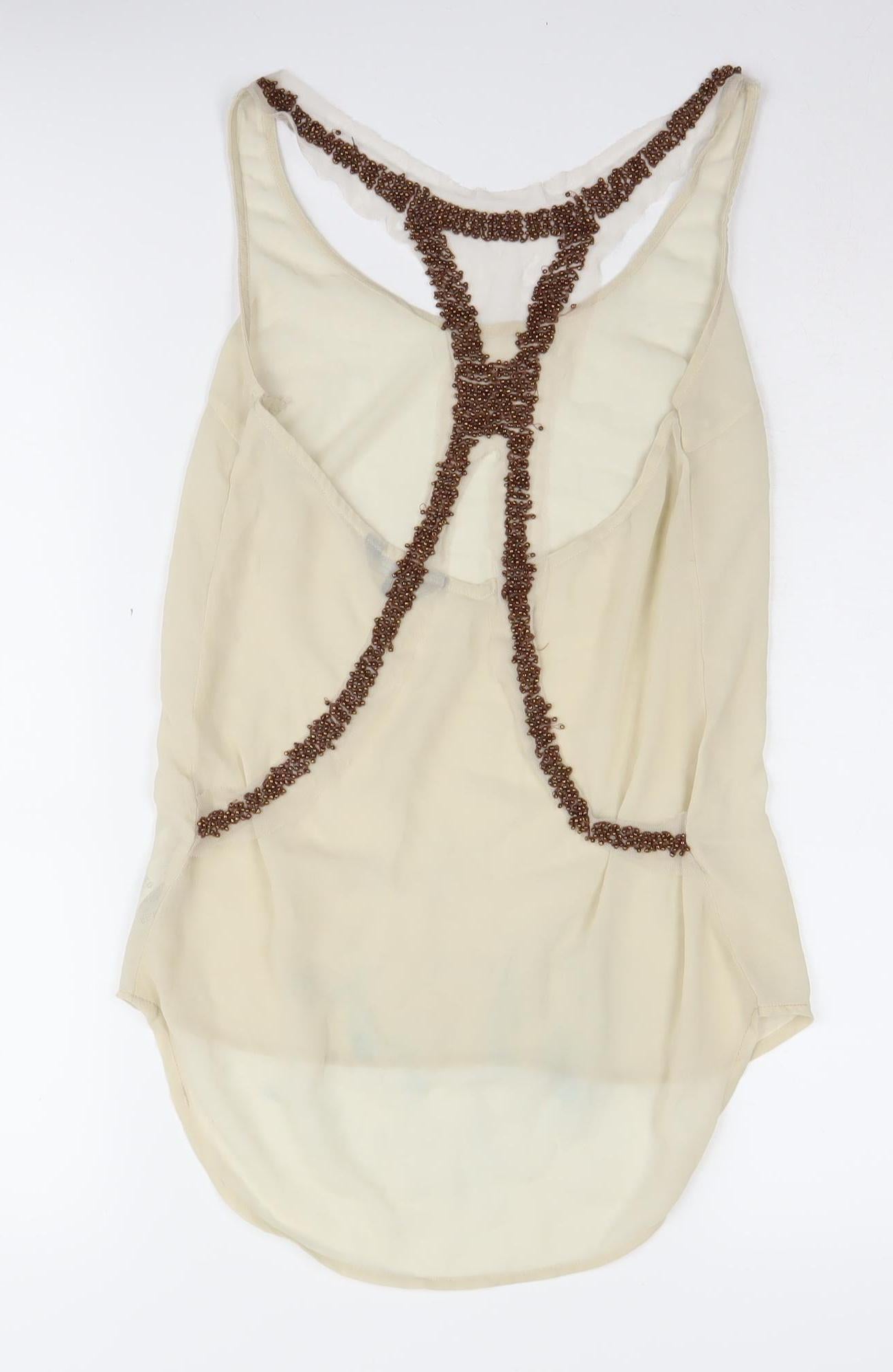 Marks and Spencer Women's Beige Beaded Camisole - Size 6