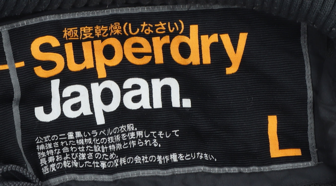 Superdry Men's Black Bomber Jacket Size L - Casual Style