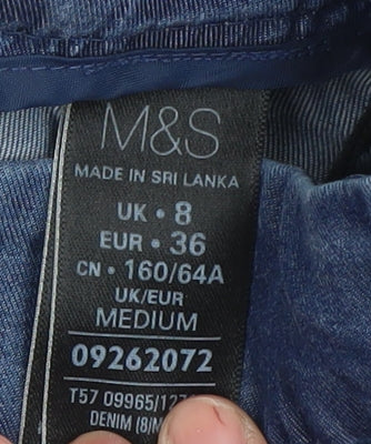 Marks and Spencer Women's Blue Cropped Denim Trousers, Size 8
