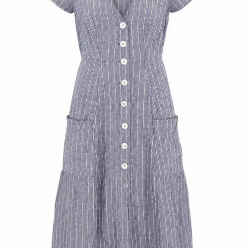 White Company Women's Grey Striped Shirt Dress Size 4