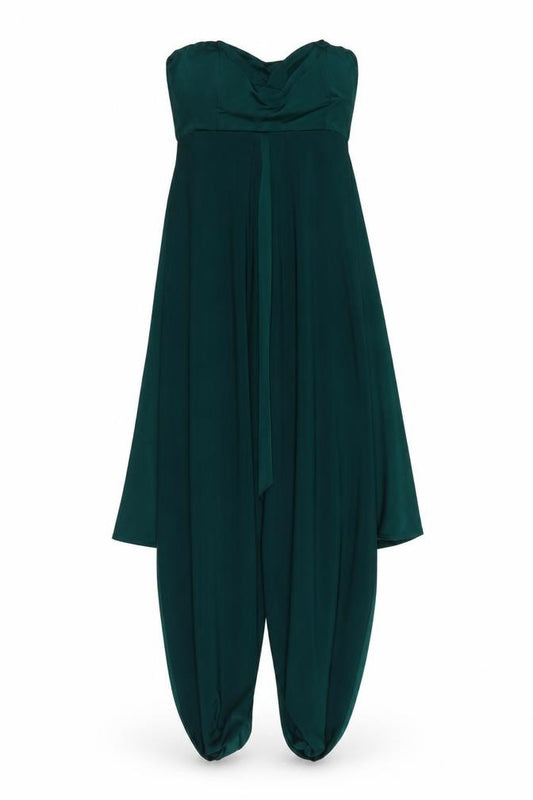 Front view of Marks & Spencer Women's Green A-Line Strapless Dress