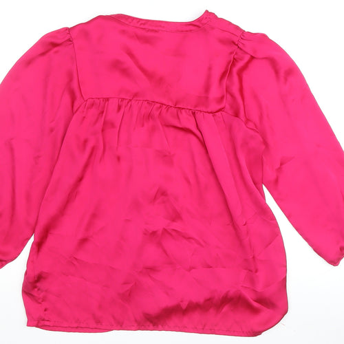 H&M Women's Pink Blouse 8 V-Neck 3/4 Sleeve