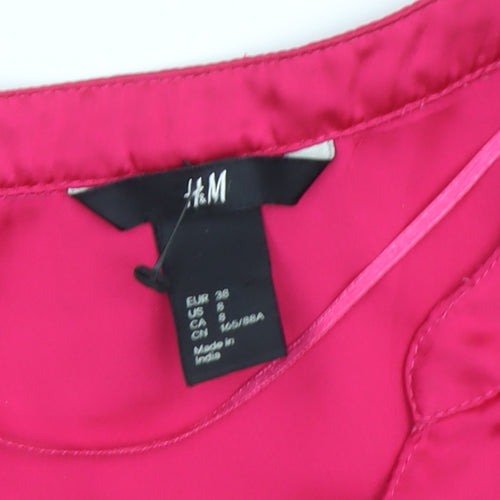 H&M Women's Pink Blouse 8 V-Neck 3/4 Sleeve