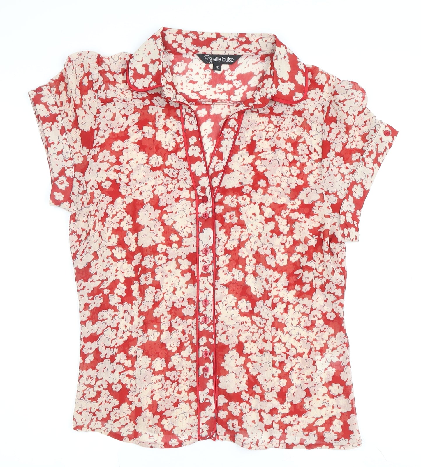 Ellie Louise Women's Red Floral Blouse - Size 12