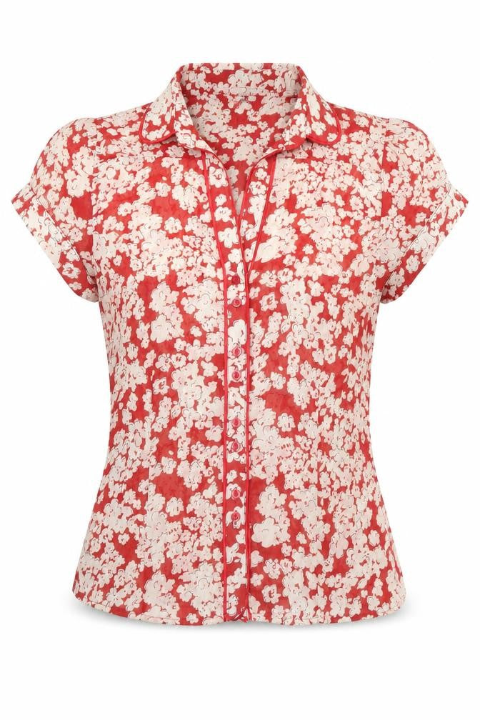 Ellie Louise Women's Red Floral Blouse - Size 12