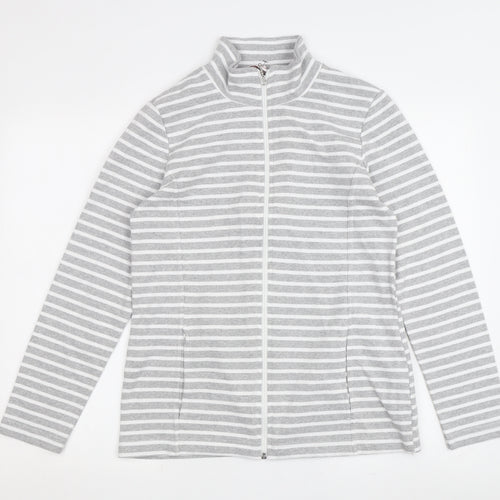 Afibel Women's Grey White Striped Jacket Size 10/12