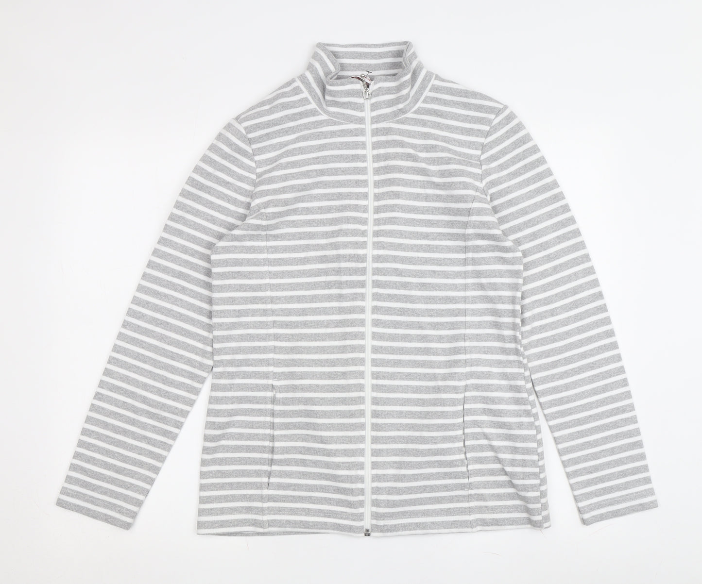 Afibel Women's Grey White Striped Jacket Size 10/12
