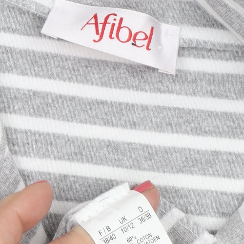 Afibel Women's Grey White Striped Jacket Size 10/12