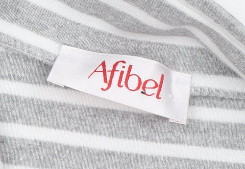 Afibel Women's Grey White Striped Jacket Size 10/12