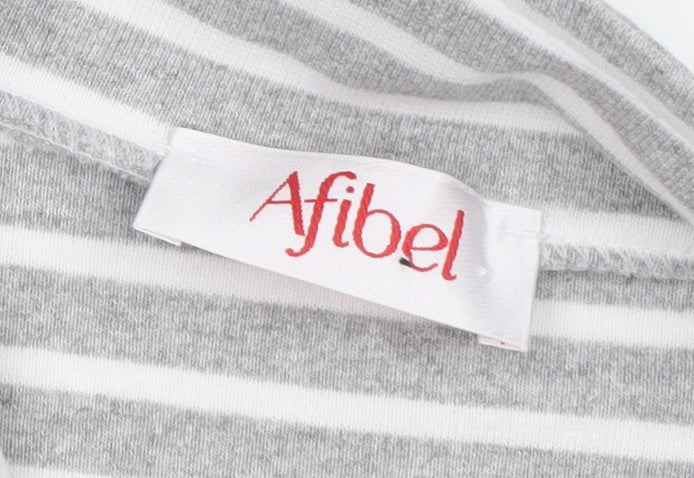 Afibel Women's Grey White Striped Jacket Size 10/12
