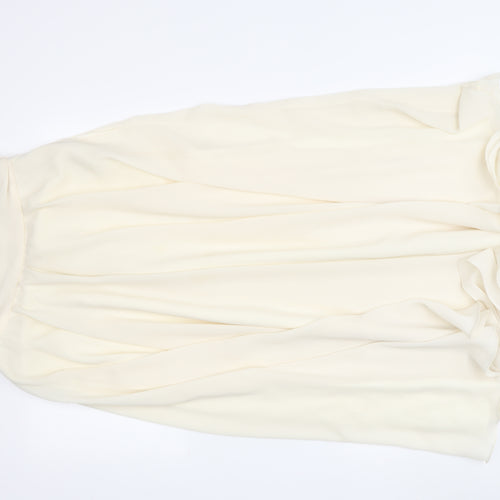 Frank Usher Women's Ivory A-Line Chiffon Midi Skirt Size 10