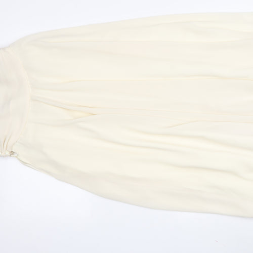 Frank Usher Women's Ivory A-Line Chiffon Midi Skirt Size 10