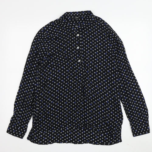 Next Women's Black Geometric Button-Up Shirt, Size 12