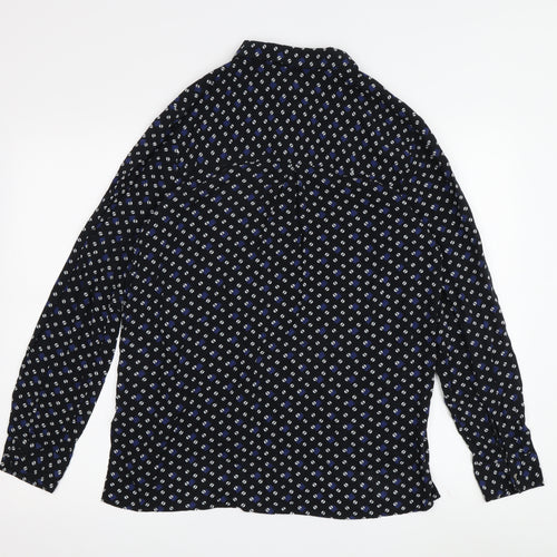 Next Women's Black Geometric Button-Up Shirt, Size 12