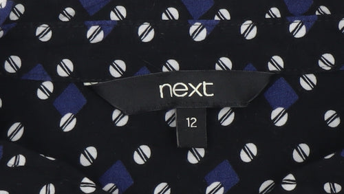 Next Women's Black Geometric Button-Up Shirt, Size 12