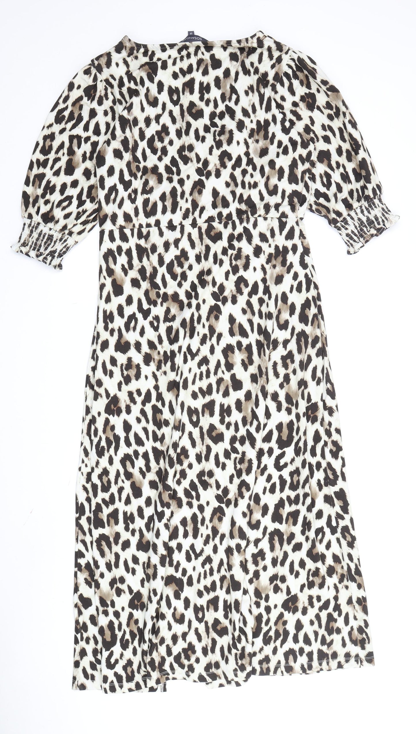 SOSANDAR Women's Animal Print Multicoloured Shift Dress Size 12