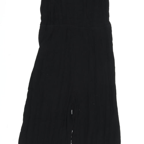 ASOS Design Women Black Cotton Wide-Leg Jumpsuit - Size 14