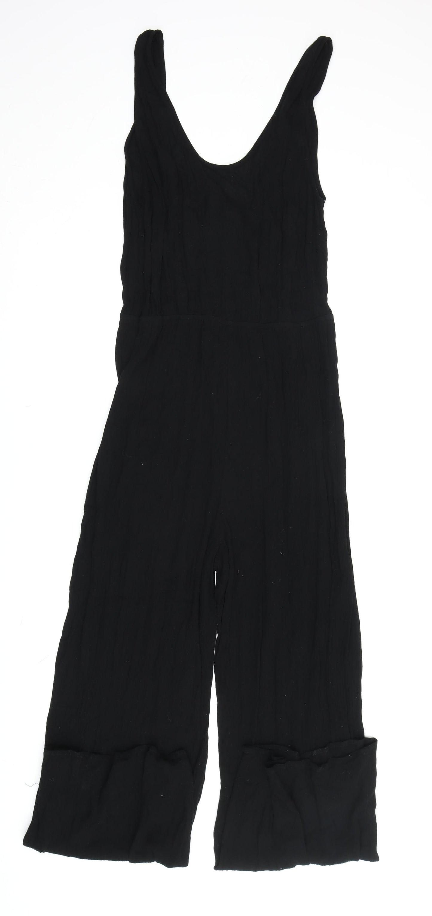 ASOS Design Women Black Cotton Wide-Leg Jumpsuit - Size 14