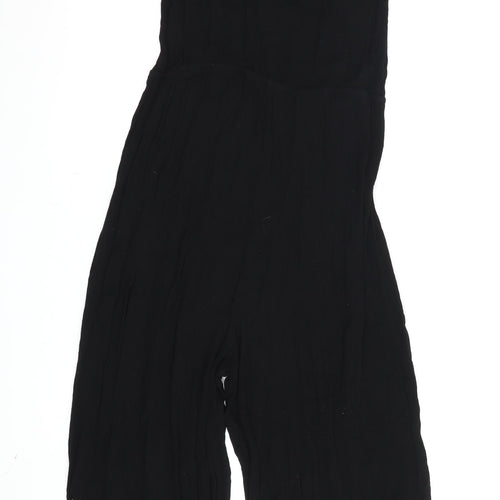 ASOS Design Women Black Cotton Wide-Leg Jumpsuit - Size 14