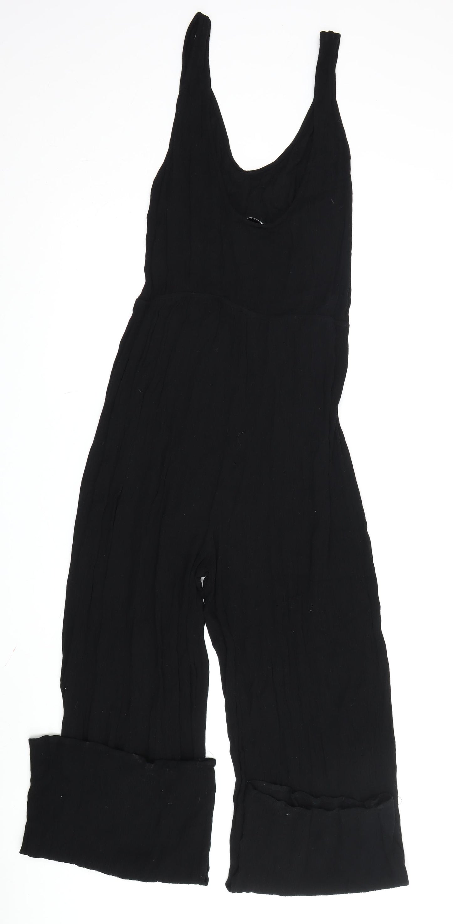 ASOS Design Women Black Cotton Wide-Leg Jumpsuit - Size 14