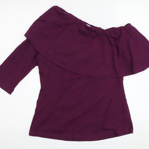 Miss Chase Women's Purple Off-Shoulder Blouse M
