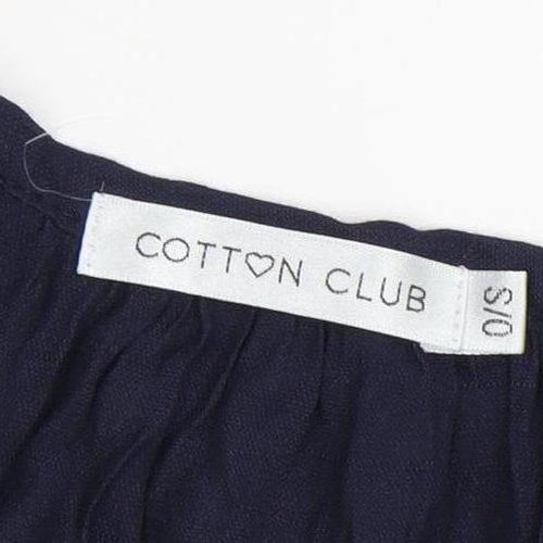 Cotton Club Women's Blue Tunic Blouse S 3/4 Sleeve