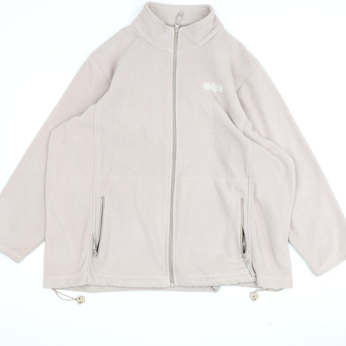 Daxon Women Beige Fleece Jacket M - Autumn Winter Casual
