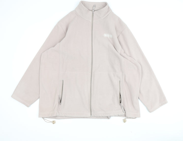 Daxon Women Beige Fleece Jacket M - Autumn Winter Casual