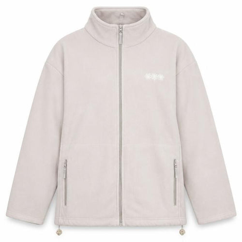 Daxon Women Beige Fleece Jacket M - Autumn Winter Casual
