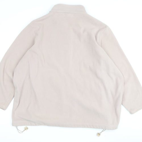 Daxon Women Beige Fleece Jacket M - Autumn Winter Casual
